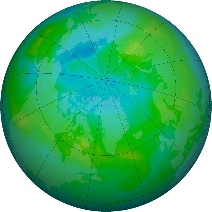 Arctic ozone map for 14 August 2009